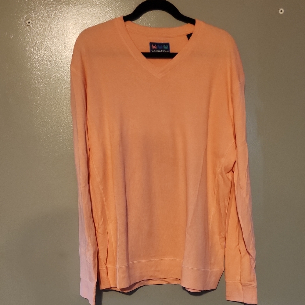 Charleston Threads Peach V-Neck Long Sleeve, Size Large